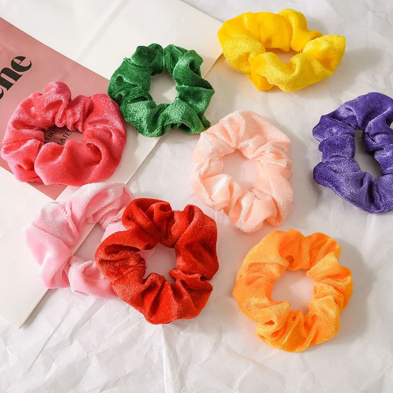 36 Pcs/Set Vintage Hair Scrunchies Stretchy Velvet Scrunchie Pack Women Elastic Hair Bands Girl Headwear Solid Rubber Hair Ties