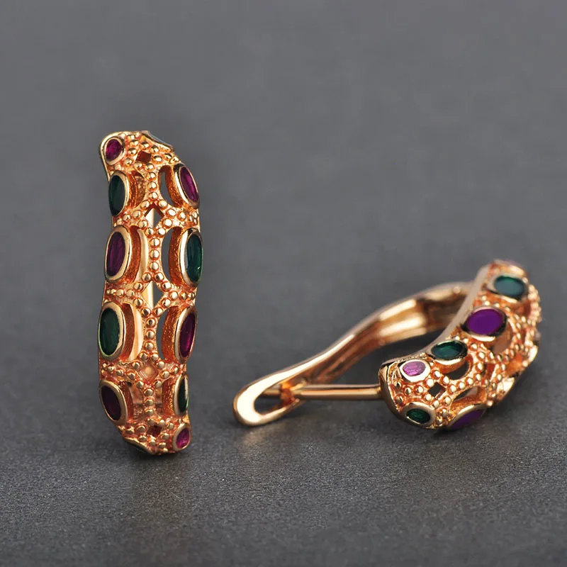 MECHOSEN Simple Style Rose Gold Color Stud Earrings For Women Girl Enamel Copper Metal English Lock Brincos Ear Piercing Schmuck | Украшения