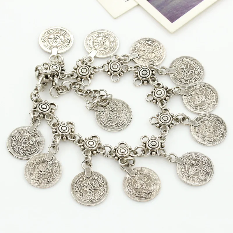 Антикварные женские сандалии золотого и серебряного цвета в богемном стиле