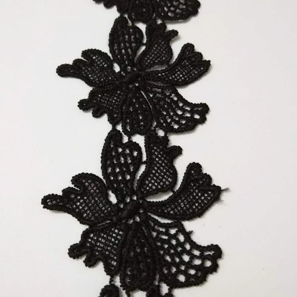 

1 yards Hot sale new arrived black lace fabric 65cm wide sewing Lace material for home curtains Embroidered Lace Milksilk lace