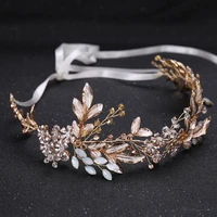 kmvexo champagne alloy crystal bead flower bride headbands hair comb princess wedding bridal hairbands hair accessories tiaras