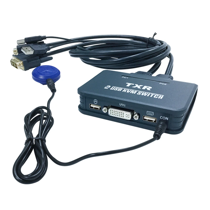 Переключатель KVM с 2 портами кнопка DVI USB + переключатель мыши и клавиатуры Sharer