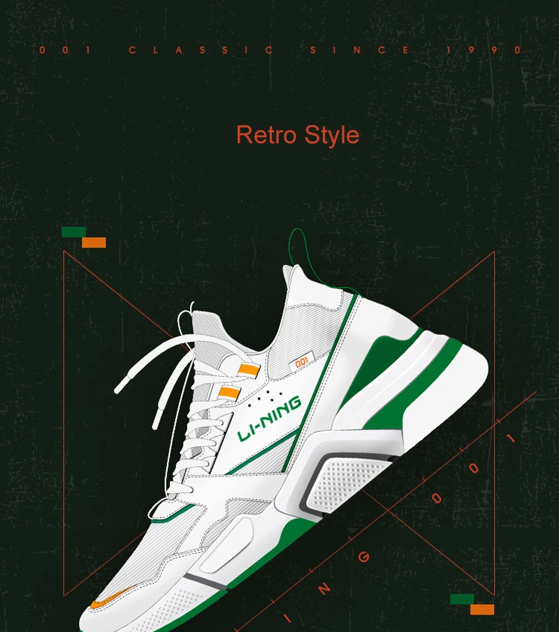 Li-Ning/Мужская классическая обувь 001; стиль жизни; обувь для папы в стиле ретро; удобная спортивная обувь с подкладкой; кроссовки для отдыха; AGCP021 YXB260