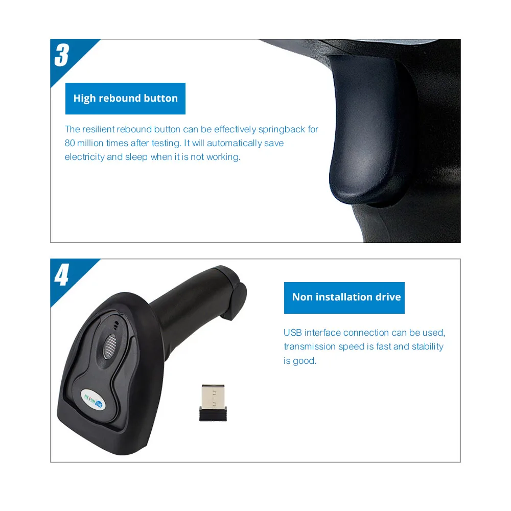 Ручной 2 4G беспроводной лазерный сканер штрих кода USB интерфейс длинный Rang