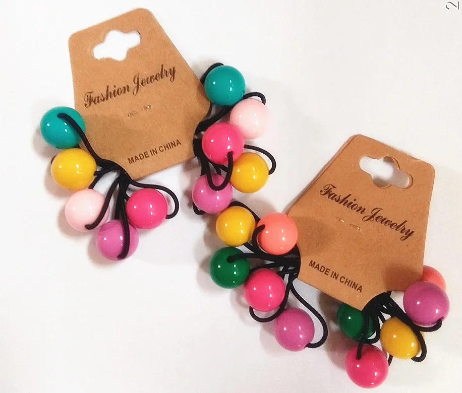 10 шт./лот модные резинки для волос с круглыми шариками Детские эластичные резинка