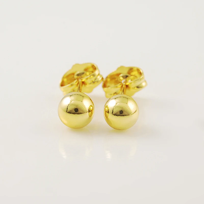 Чисто золотые серьги 6 мм модные женские ювелирные изделия высокого качества 24K GP