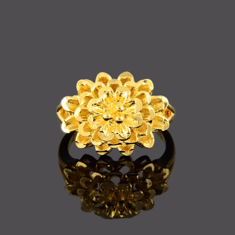 Фото Модные элегантные золотые кольца золотого цвета с цветочным дизайном цены для