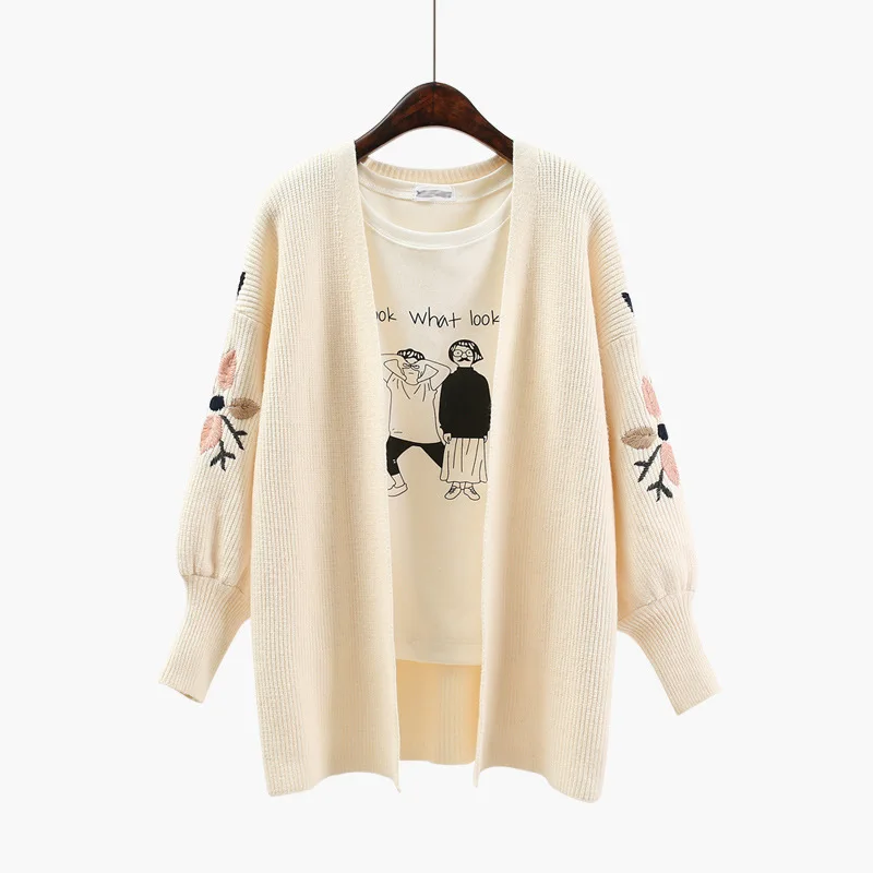 2019 New Autumn Embroidery Cardigan Women Sweater Knitted Coat Oversize Cardigans Long Sleeve Winter Sweaters |