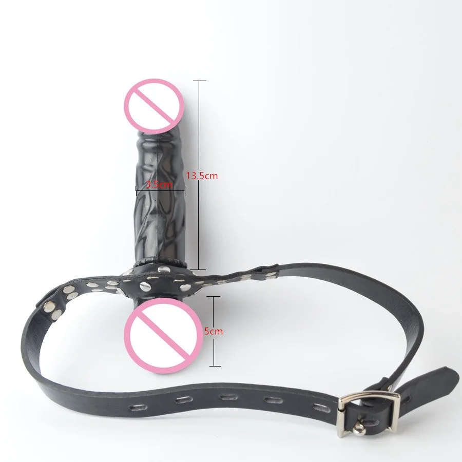Кожаный рот кляп с ремешком на фаллоимитатор силиконовый пенис секс бондаж