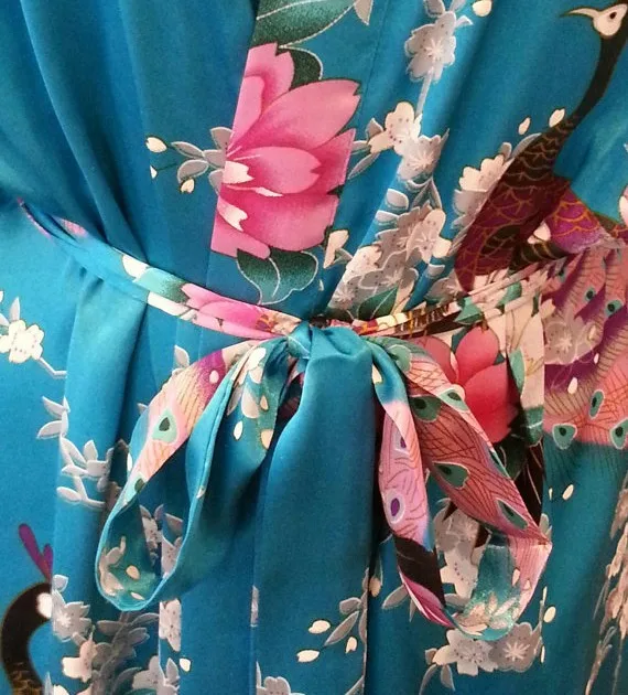 Синий женский халат из искусственного шелка Mujer Pijama Китай Стиль Женская одежда для сна кимоно летний банный халат плюс Размеры S M L XL XXL XXXL S0031