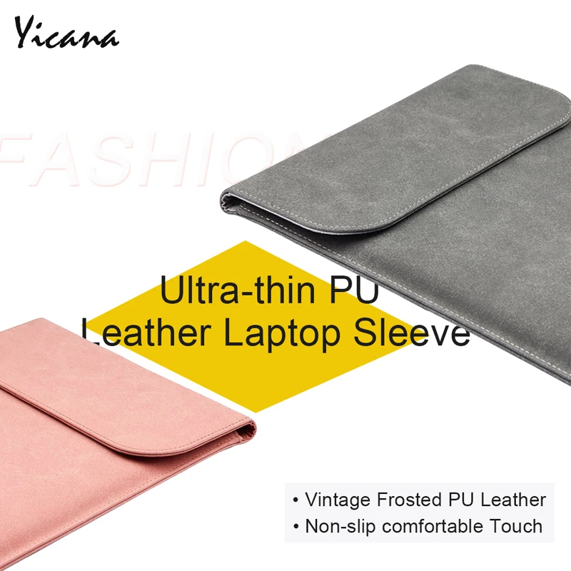 Yicana pu кожаный чехол для ноутбука Macbook pro 15 Air 13 retina 12 Портативный сумки Магнитный 16