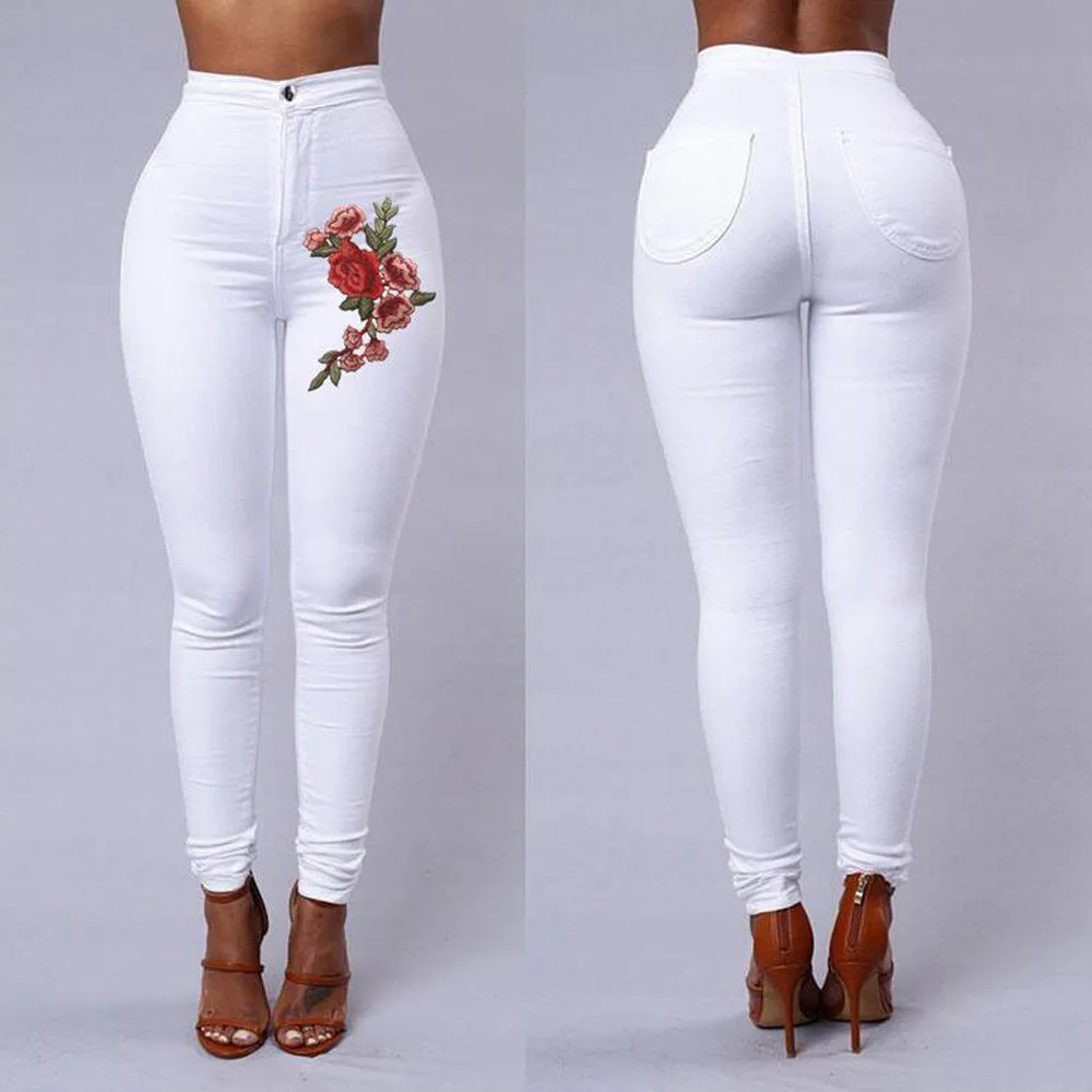 Женские джинсы модные сексуальные мягкие удобные обтягивающие Цветочные