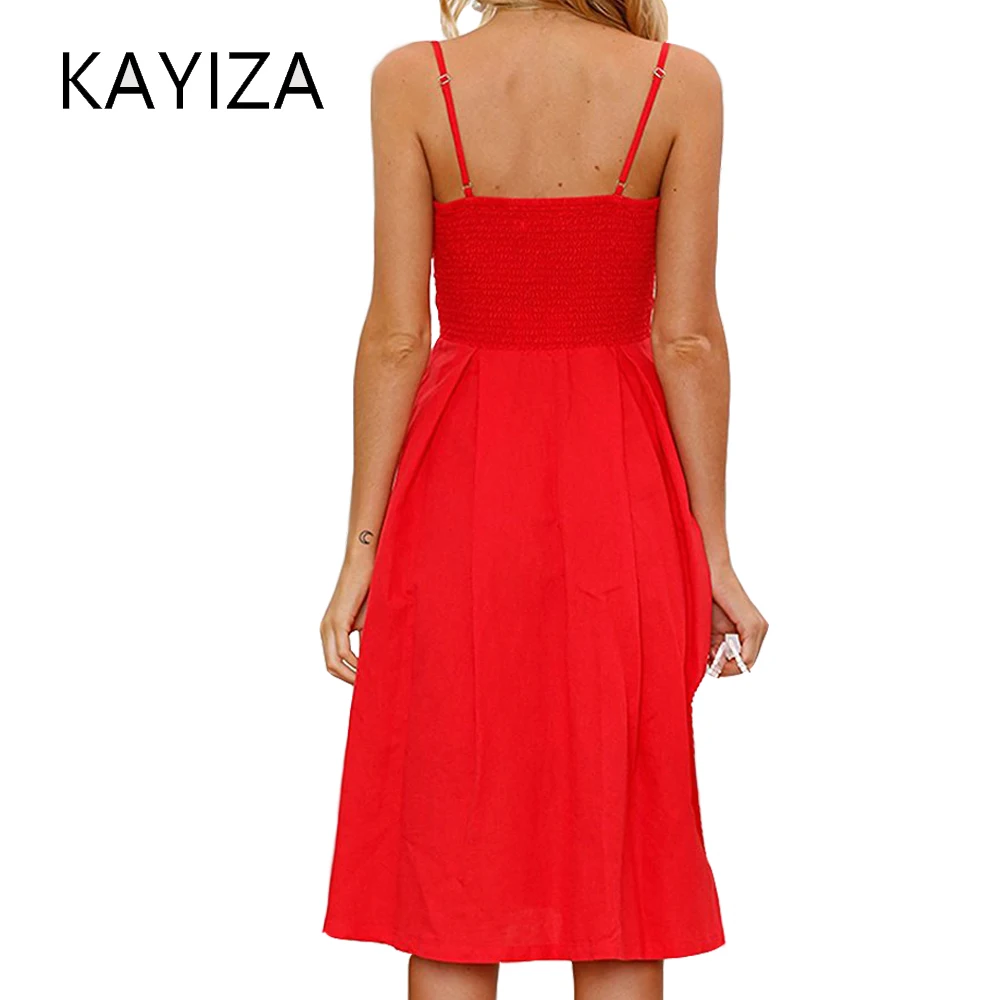 KAYIZAN женские платья Новый FashionSummer полиэстер и хлопок с завязкой спереди Спагетти