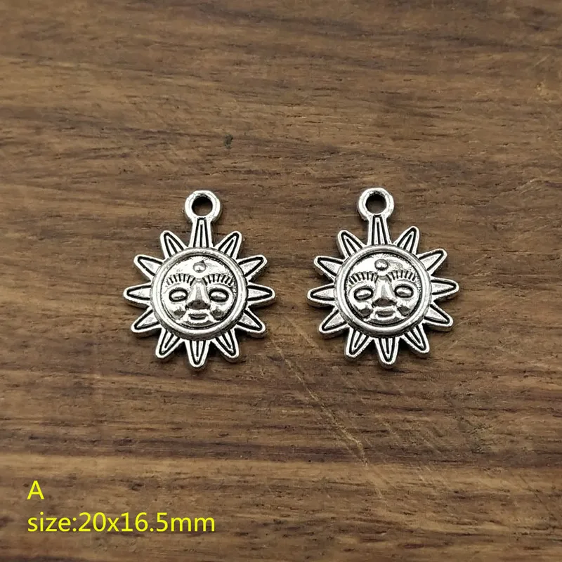 10 шт. Позолоченные Подвески в виде солнца sunburst тибетские посеребренные античные