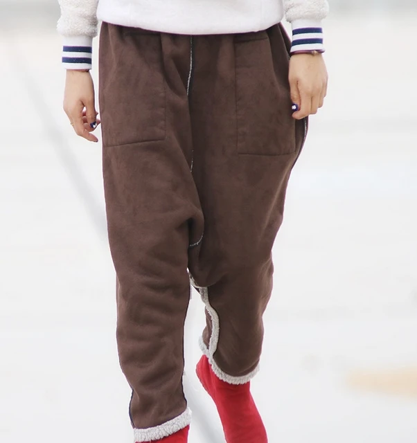 Женские универсальные теплые кашемировые зимние шаровары женские замшевые