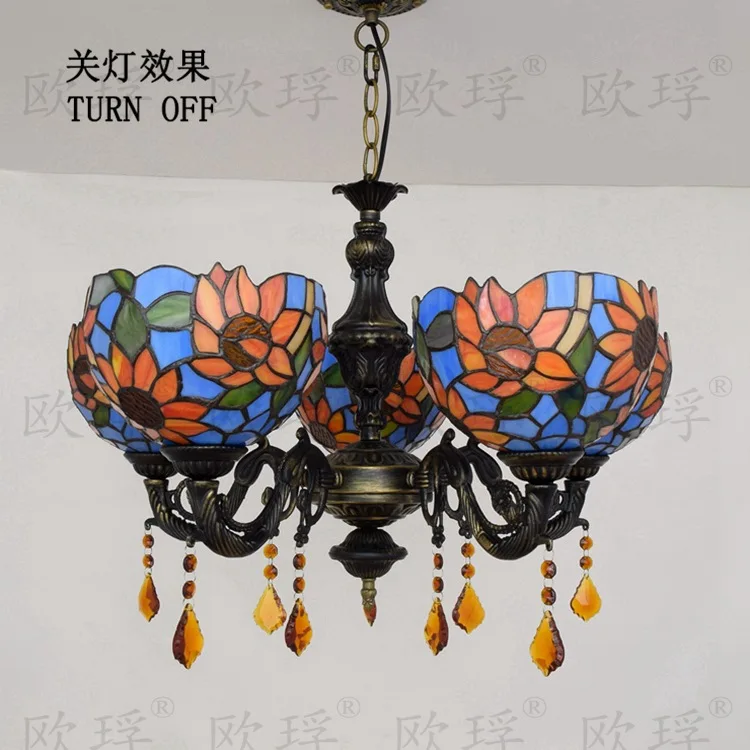 Тиффани-барокко витражное Стекло подвесной светильник E27 110-240v цепь подвесные