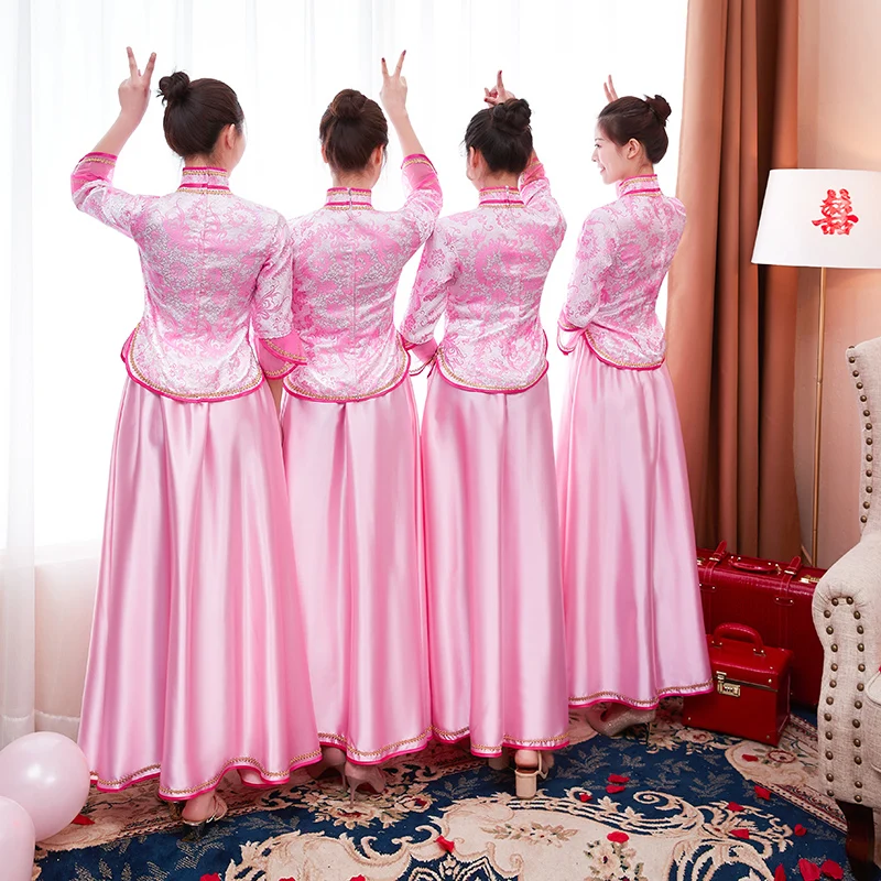 

Vintage Bridal Bridesmaid Cheongsam Modern Traditional Chinese style Wedding Dress Oriental Womens Qipao Vestidos Size S-XXL