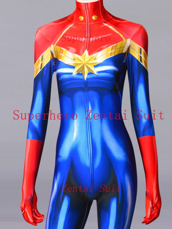 Ms. Marvel Carol костюм кары Дэнверс спандекс 3D принт женский супергерой костюмы