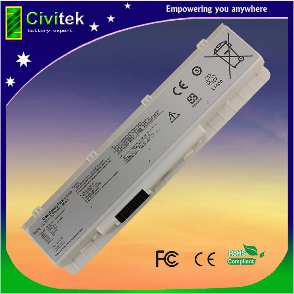 Новый аккумулятор для ноутбука asus N45 N45E N45S N45F N45J N55 N55E N55S N55F N75 N75S N75E|new laptop battery|laptop