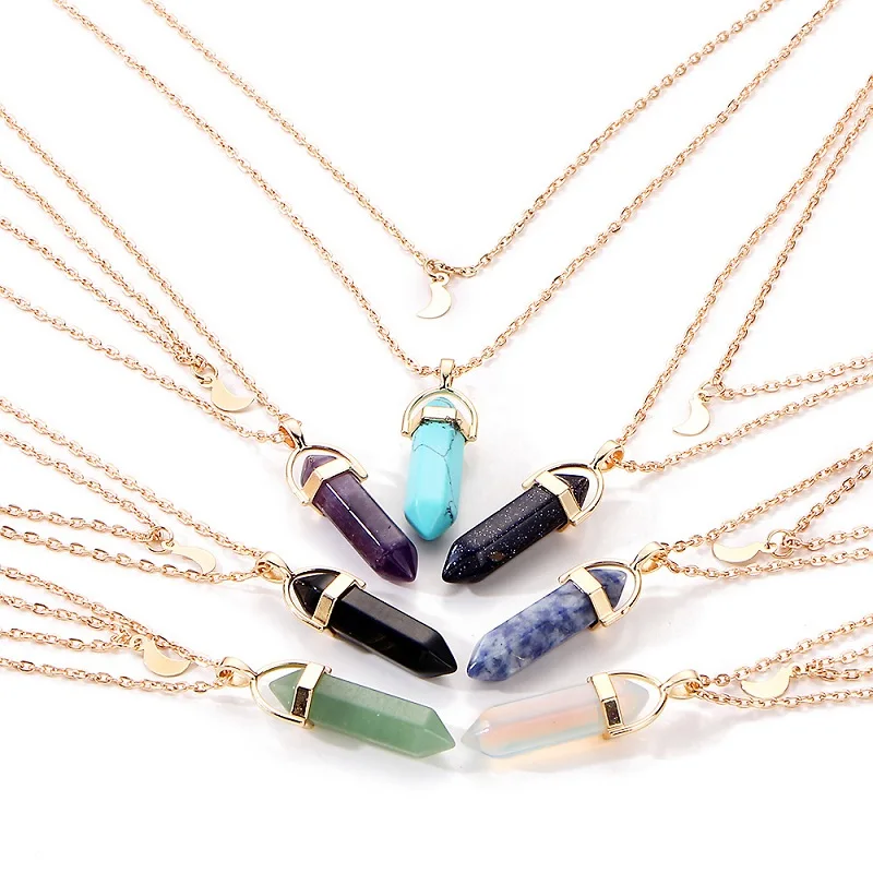 Necklace for Women Accessories Bohemian Jewelry Necklaces Pendants Vintage Natural Stone Bullet Crystal Clavicle Choker New 2019 | Украшения