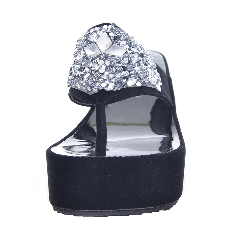 Брендовые женские сандалии на плоской подошве со стразами шлепанцы толстой и