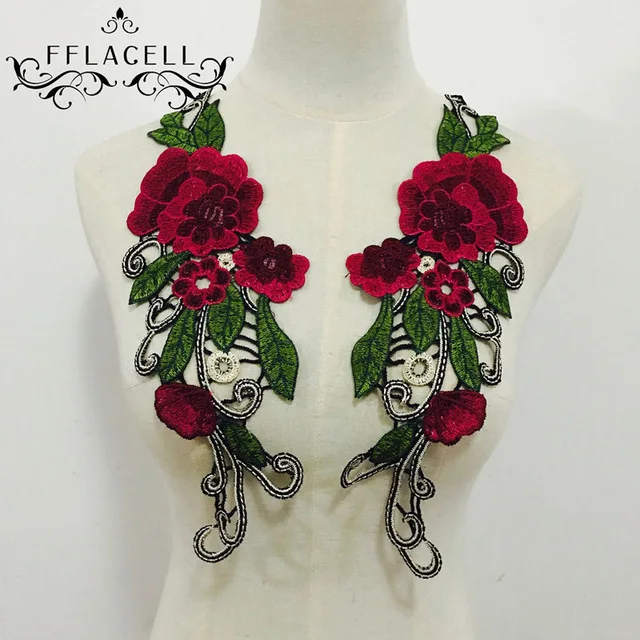 Красные розы цветы Цветочная Ретро аппликация вышивка нашивки дети женщины DIY