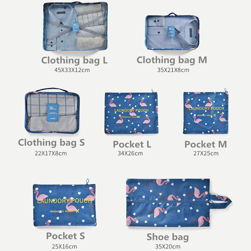 RUPUTIN 7Pcs/set Travel Organizer Suitcase Clothes Finishing Kit Portable Partition Pouch Storage Bags Home Travel Accessories