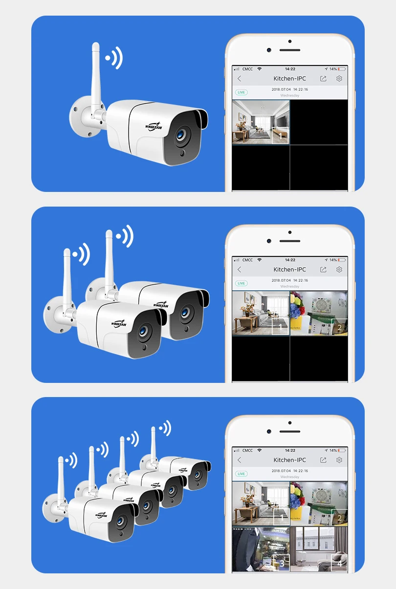 Wheezan CCTV камера безопасности WiFi 4MP HD видеонаблюдение беспроводная камера 1440P аудио домашний открытый ночное видение IP Cam