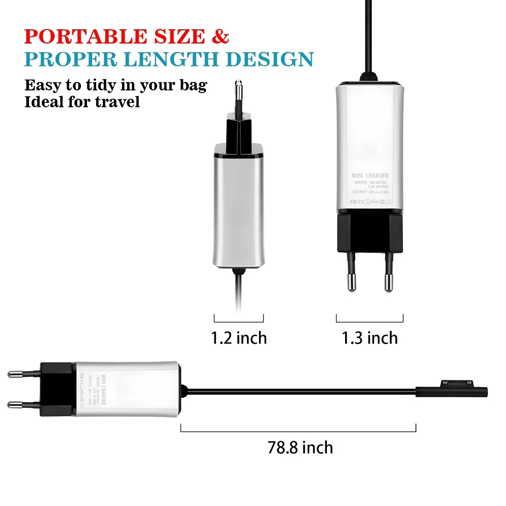 Surface Pro 3 4 5 Зарядное устройство 44W 15V 2.58A Питание Совместимость Microsoft 5|Адаптеры для