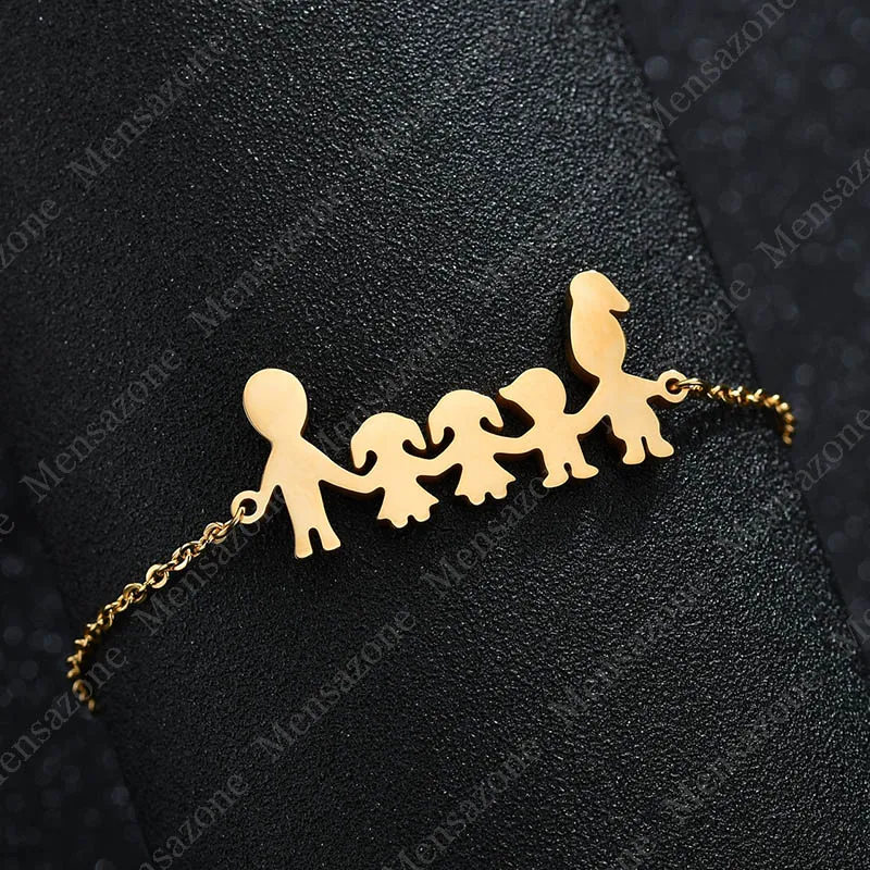 MENSAZONE Любовь Семья Кулон Браслет Нержавеющая сталь папа мама Девочки Мальчик