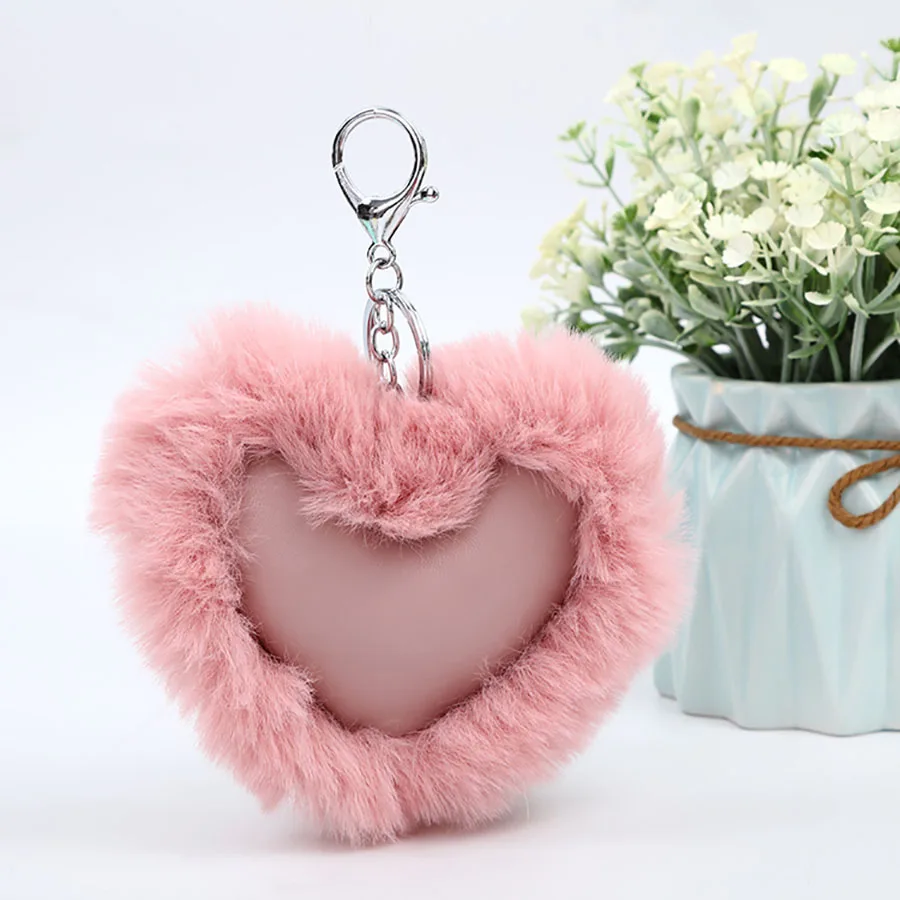 1pc Fashion Love Heart Shaped Plush Keychain Pendant Women PU Car Bag Key Ring Toys K0004 | Украшения и аксессуары