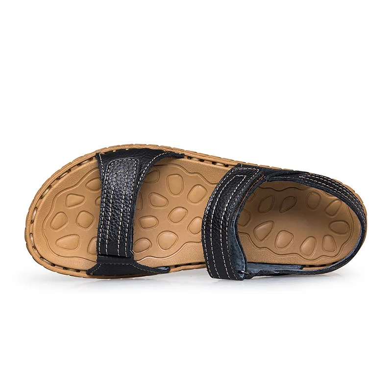 Сандалии мужские из натуральной кожи дышащие легкие босоножки на плоской