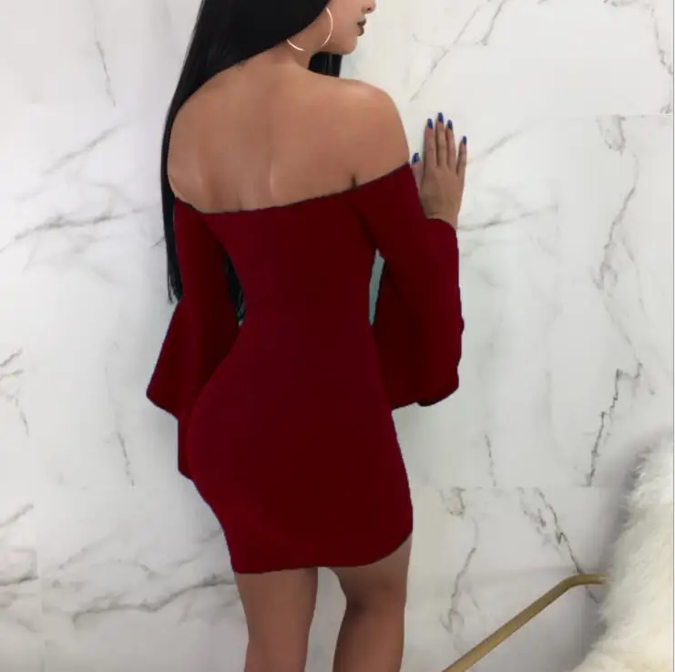 

Strapless Sexy Women Dress Slim Bodycon Dress Summer Short Dresses Double Layer Sleeve Night Club Woman Party Dress 2019 New Hot