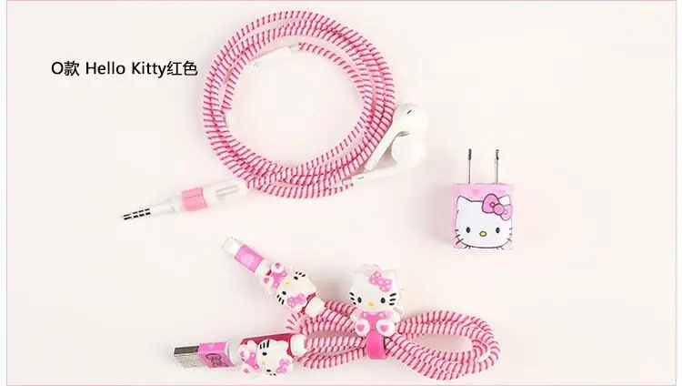 Стиль 1,4 м милый мультфильм USB кабель наушники протектор Набор кабель Стикеры для намотки Спиральный шнур протектор для iphone5 6 7