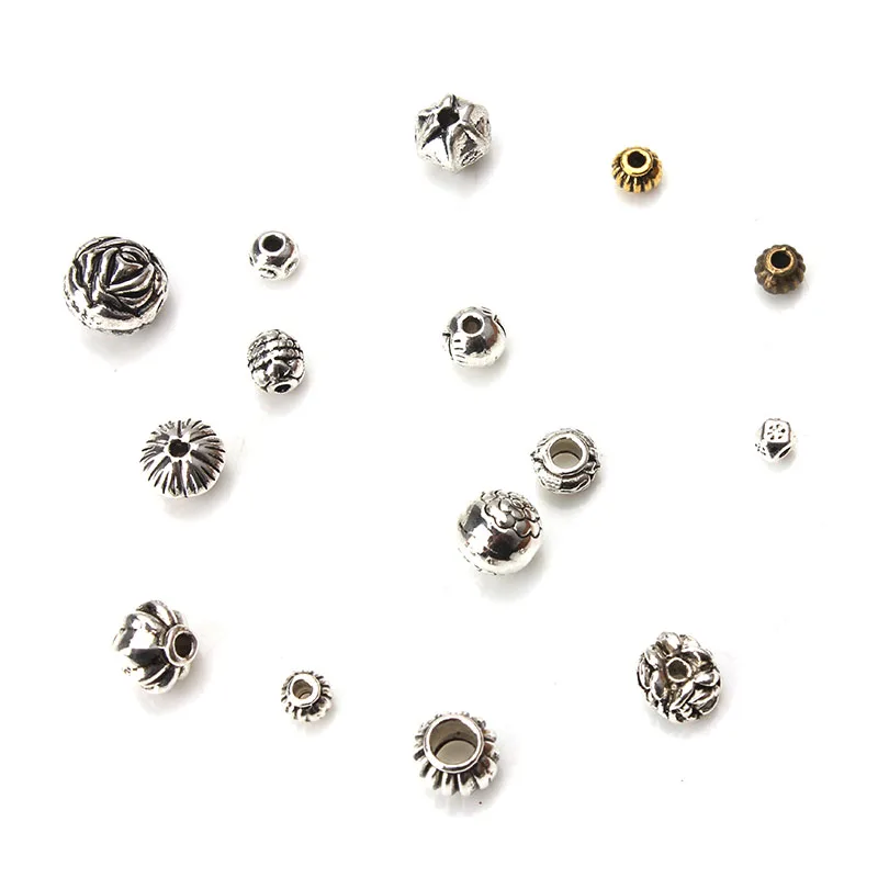 Бусины MEIBEADS 20 шт./лот разные размеры винтажные тисненые Серебристые/бронзовые