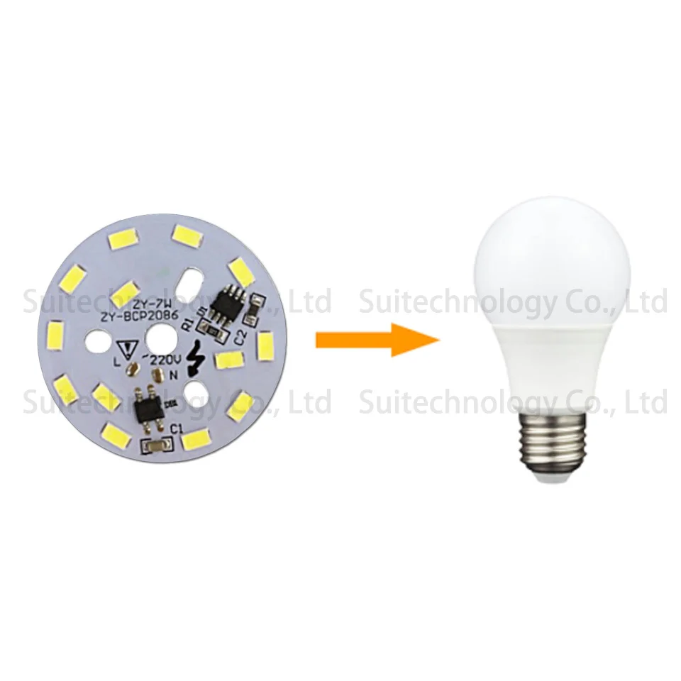 3 Вт 5 7 12 18 AC220V лампа умная IC SMD5730 алюминиевая пластина чистый белый теплый для DIY