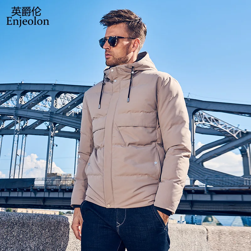 Enjeolon Brand winter Cotton Padded hooded Jacket Men thick hoodies Parka coat male Quilted jacket Coat 3XL MF0733 | Мужская одежда