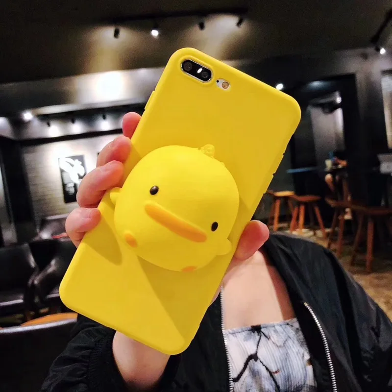3D мягкий милый чехол с желтой уткой для Iphone XS MAX iphone 12 pro max 11 6 7 8 plus чехлы снятия