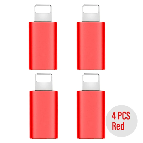 4PC Red ACCEZZ 4 шт. Мини OTG адаптер Micro USB на 8 Pin для Apple зарядки для iphone X XS MAX XR 8 7 6S Plus синхронизация данных Зарядка конвертер - Цвет: 4PC Red