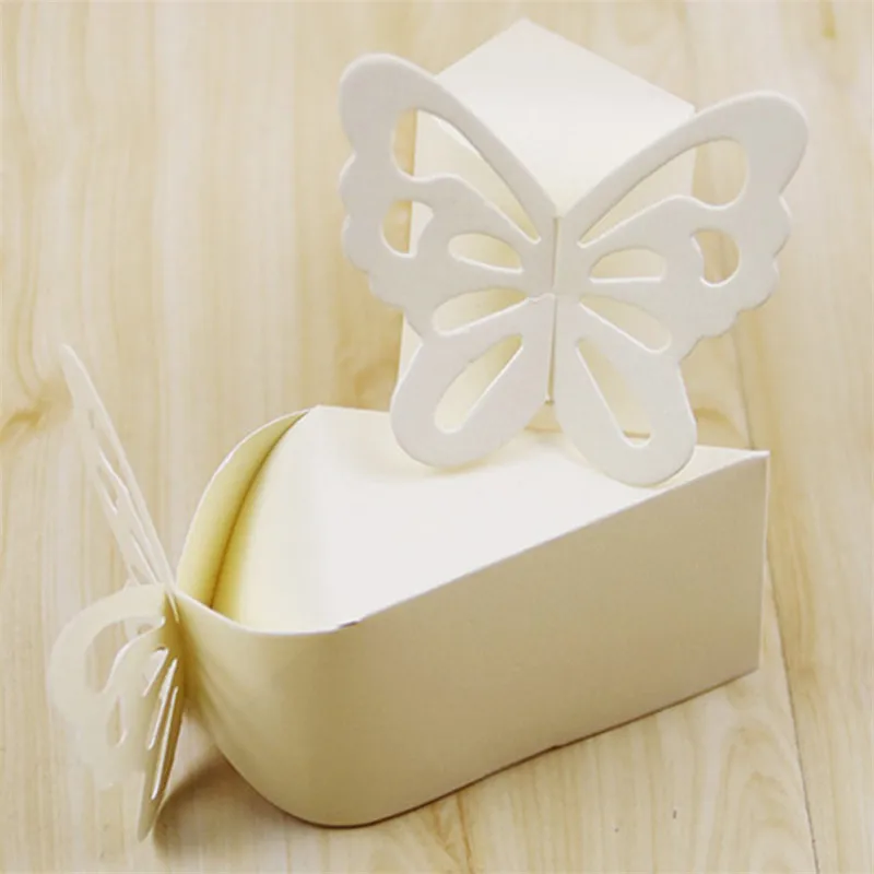 beige butterfly 20 шт подарочные коробки для конфет с бабочкой, коробки для шоколада, торта, стильные декоративные сумки для свадебной вечеринки - Цвет: beige butterfly