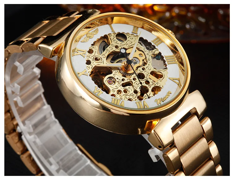 WINNER Men Rome Number Fashion Watch Mens Skeleton Mechanical Clock Steampunk Stainless Steel Watches Montre Homme Wristwatch | Наручные