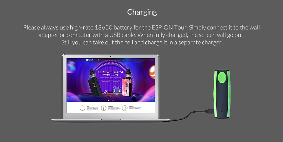 220 Вт Joyetech ESPION Tour Box Mod батарея питание от двух 18650(не входит в комплект) электронная сигарета mod box