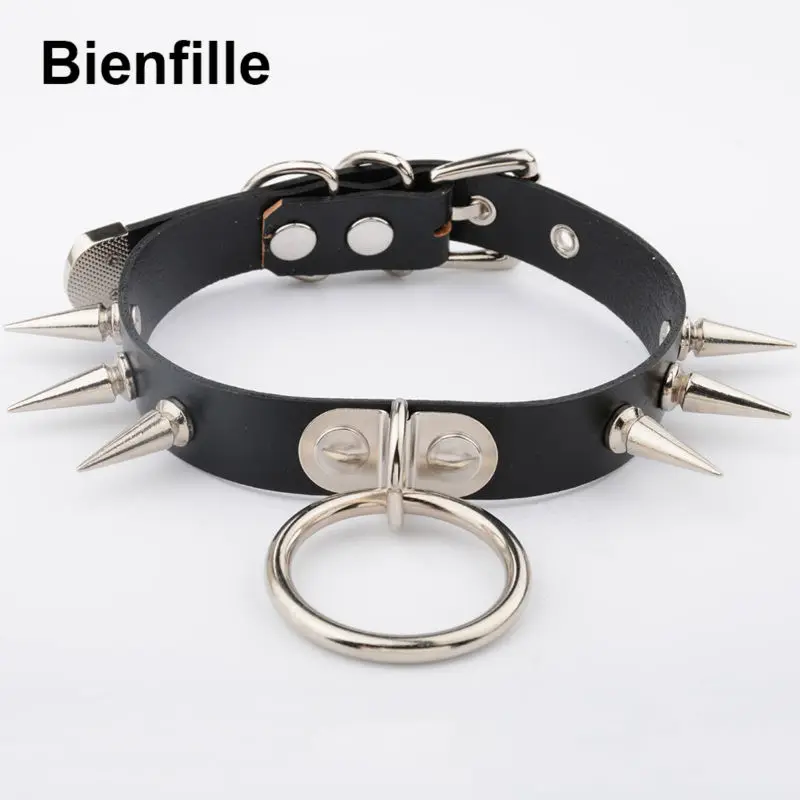 Ожерелье чокер из натуральной кожи в готическом стиле|choker silver|spiked collarleather choker |