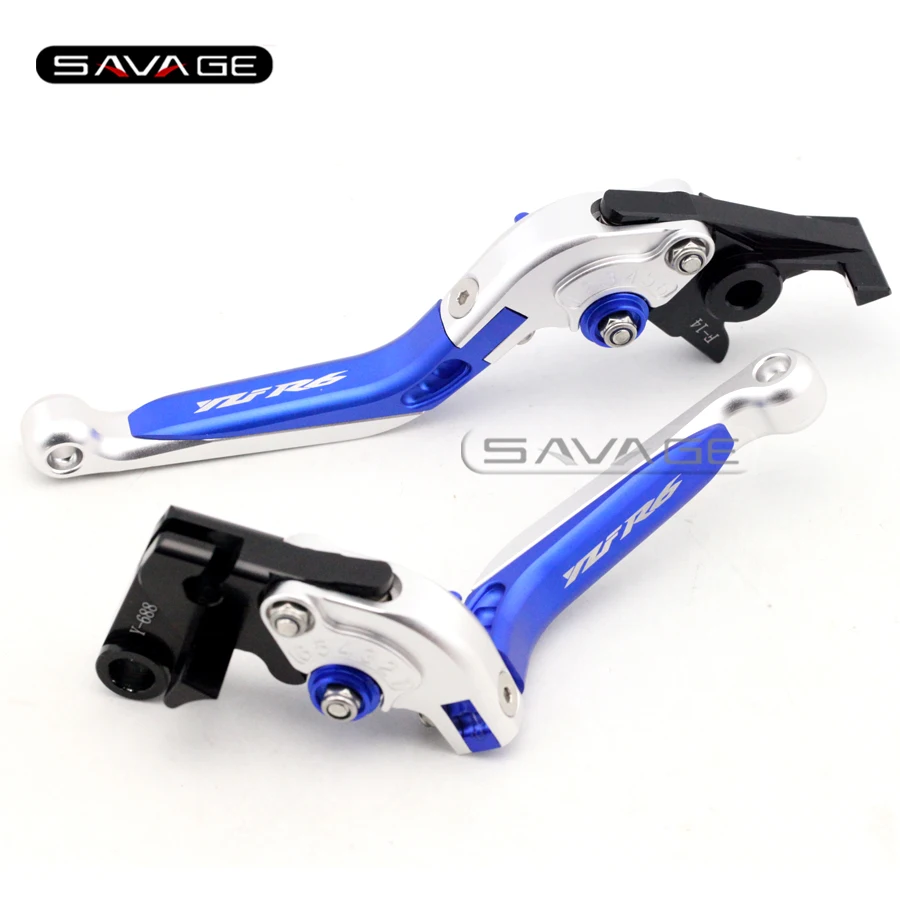 Для Yamaha YZF R6 YZF-R6 2005-2016 синий + серебро Мотоцикл Регулируемый складной выдвижные