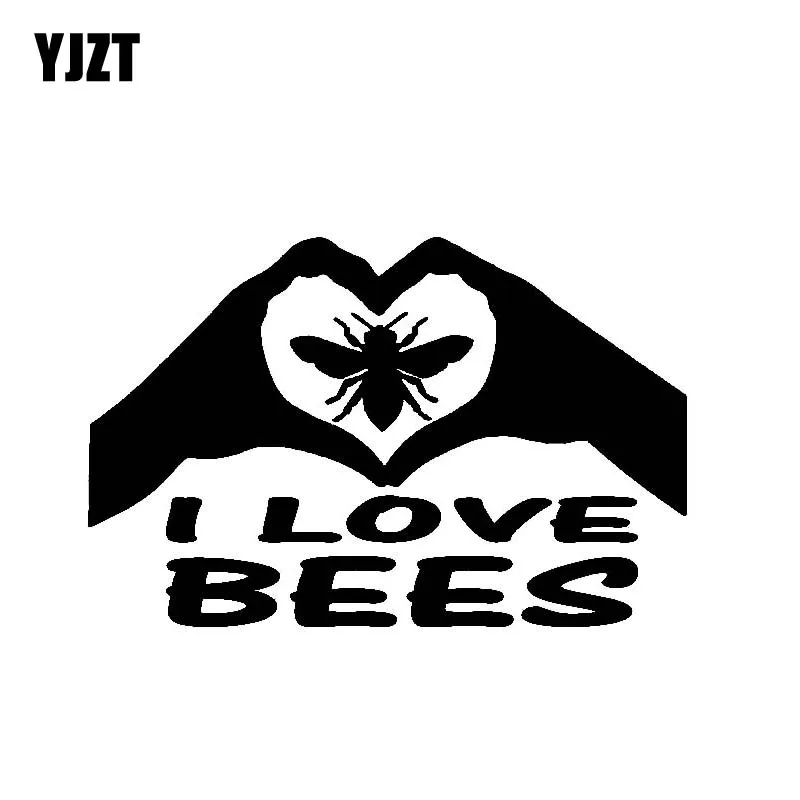 

YJZT 14,3 м * 9,3 см «Я люблю пчелы с двумя руками», Виниловая наклейка на автомобиль, наклейка, черный/серебристый цвет