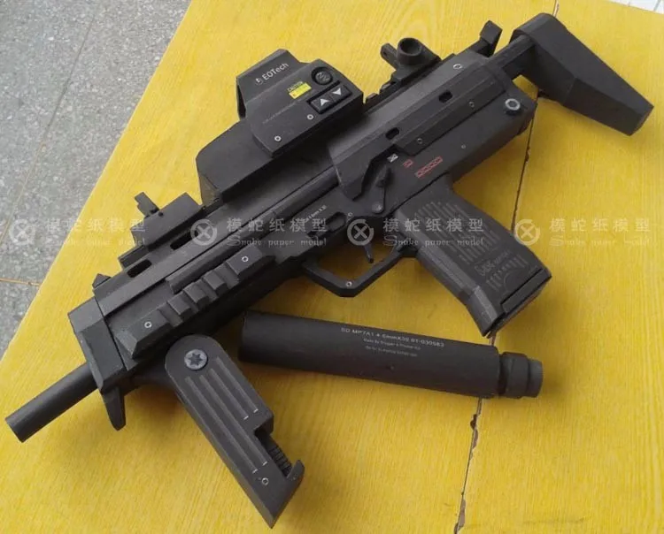 3D бумажная модель MP7A1 Штурмовая винтовка пистолет 1: 1 масштаб DIY бумажное изделие ручнйо работы игрушка