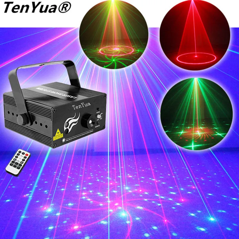 TenYua RGB 24 Patterns Laser Light LED Stage DJ Home Party Full Show Club Bar Colorful Professional Christmas Music Projector