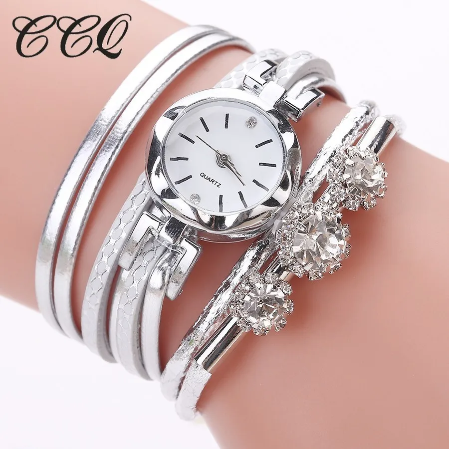 Женские кварцевые часы CCQ с браслетом Стразы новинка 2017 женские модные кожаным