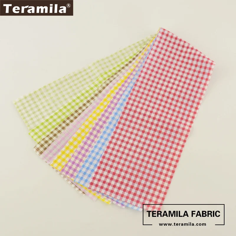 7PCS Checks 9CMx50CM Цветной дизайн, 7 шт./лот, 9 см x 50 см, Teramila, желе, в рулонах, ткань, хлопок, ткань, сделай сам, рукоделие, текстиль, лоскутное шитье - Цвет: 7PCS Checks 9CMx50CM
