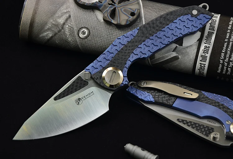 Броня VENOM M390 сталь + CF складной нож охотничий подарок для выживания набор ножей